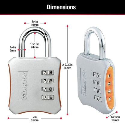 Master Lock Indoor Resettable Combination Locker Lock, 4-Digit Combo Lock for Gym and School Lockers, Colors May Vary, 653D