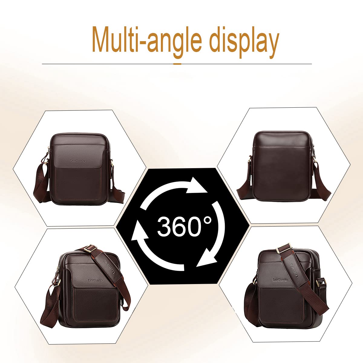 Leathario Crossbody Bag For Men Vegan Leather Shoulder Messenger Purse Sling Satchel Bag For Work Business Travel