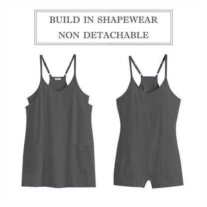 ANRABESS Women Athletic Dress Summer Tennis Workout Active Sports Mini Romper Dress Built in Shorts Travel Vacation Clothes Gray X-Large