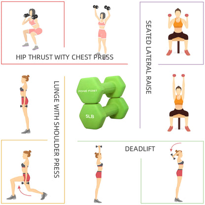 Dumbbell Hand Weight Pairs – Neoprene Dumbbell Exercise & Fitness For Home Gym Equipment and Adjustable Dumbbell Sets–Non-Slip, Color Coded Hex Shaped Free Weights For Women,Men 2LB 3LB 5LB 8LB 10LB Pounds