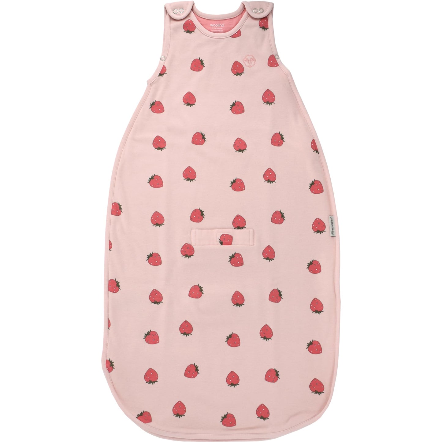 Woolino Toddler Sleeping Sack, 4 Season, Merino Wool and Organic Cotton, Baby Sleep Bag, 2-4 Years, Strawberry