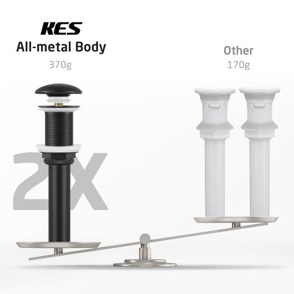 KES Solid Ceramic Cap Bathroom Sink Drain Without Overflow, Pop Up Drain for Bathroom Sink, Ceramic Bathroom Sink Stopper, All-Metal Body Matte Black, S2008D-CB