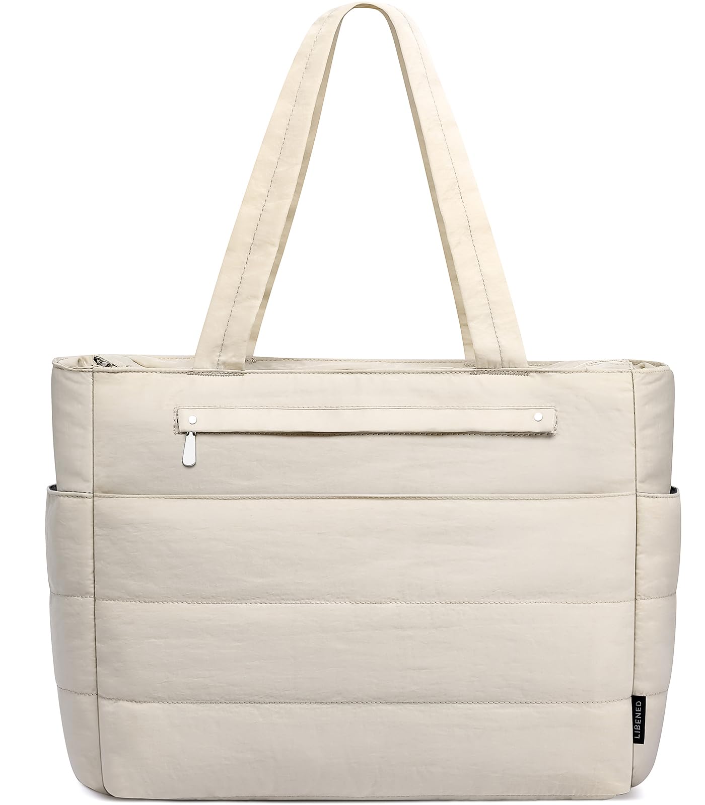 Tote Bag for Women Lightweight Quilted Puffy, Shoulder Bag with Storage for Work Travel Gym, Fits 15.6 Inch Laptop
