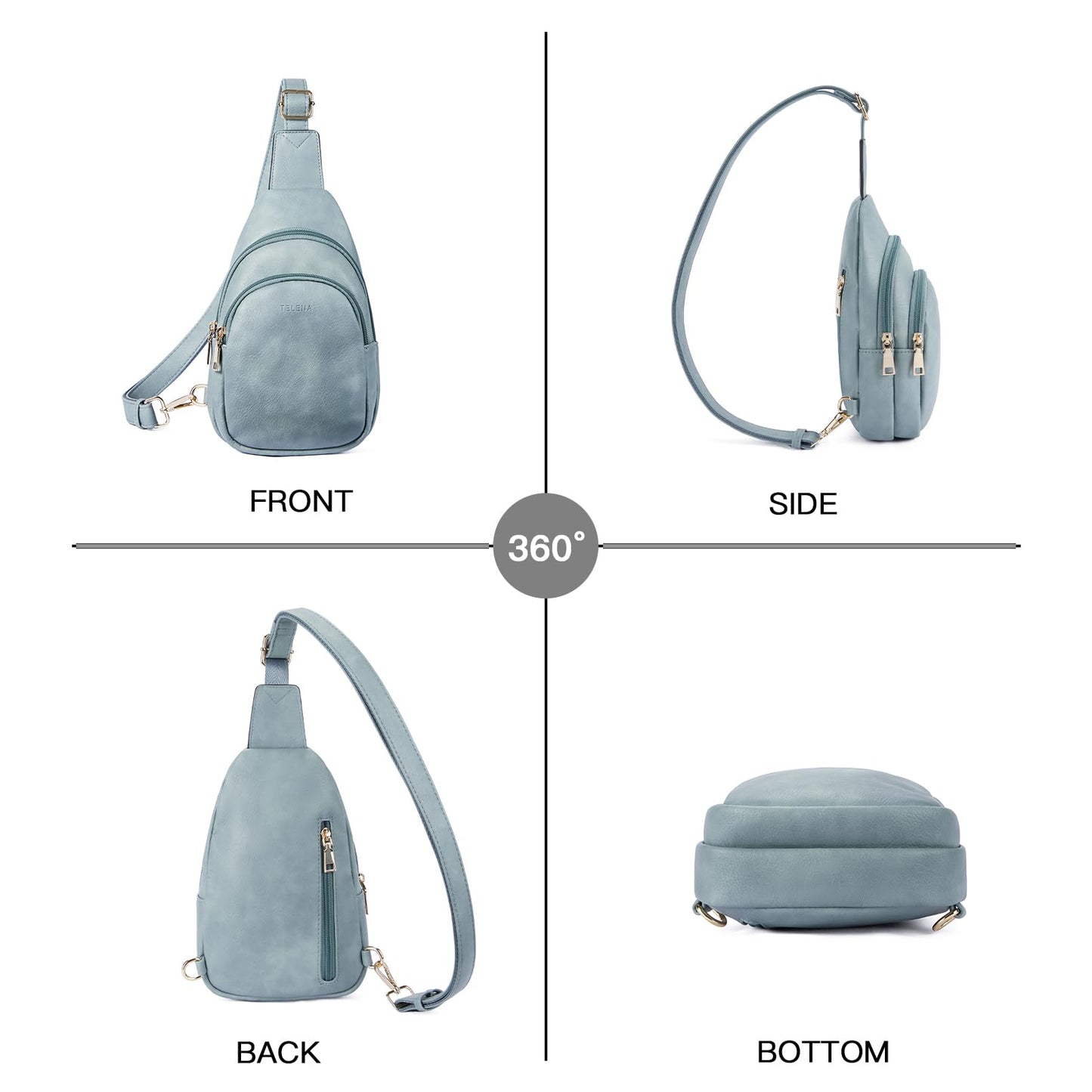 Telena Small Sling Bag for Women Leather Crossbody Fanny Packs Chest Bag for Women