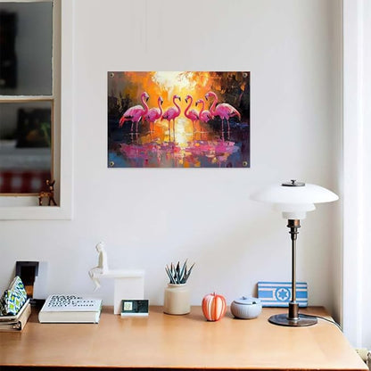 Yesad Flamingo Wall Art, Flamingo Canvas Wall Art Prints Tropical Pictures Poster Wall Décor for Living Room Bedroom Office Animal Lover Gift Home Decorations (Unframed,12”x8”, Flamingo)