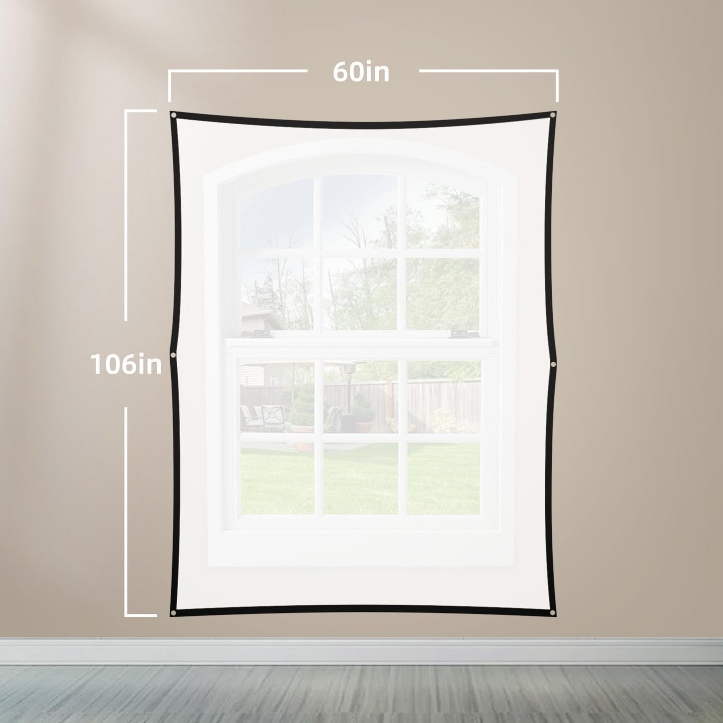 60" x 106" Halloween Holographic Rear Projection Screen, Anti Crease Indoor Projection Double Sided Halloween Window Projector Screen with Mounting Foldable for Halloween Film Night (120Inch)