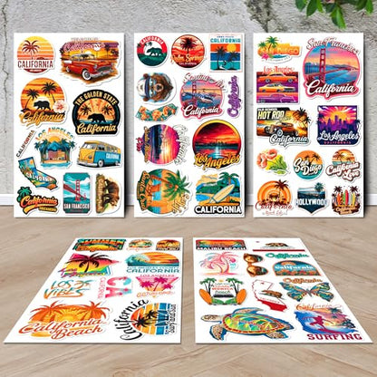 California State Travel Stickers 50 Pieces Vinyl Waterproof Decal for Laptop Water Bottle Phone Car Window Bike Motorcycle Stakeboard Scrapbook CA Sticker Gifts