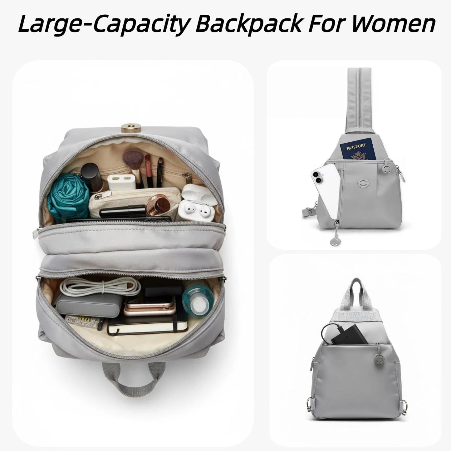 Oxford Waterproof Travel Purses for Women. 3 in 1 Anti Theft Travel Tote Bag,Trail Pocket Multi Pocket Crossbody Bag.