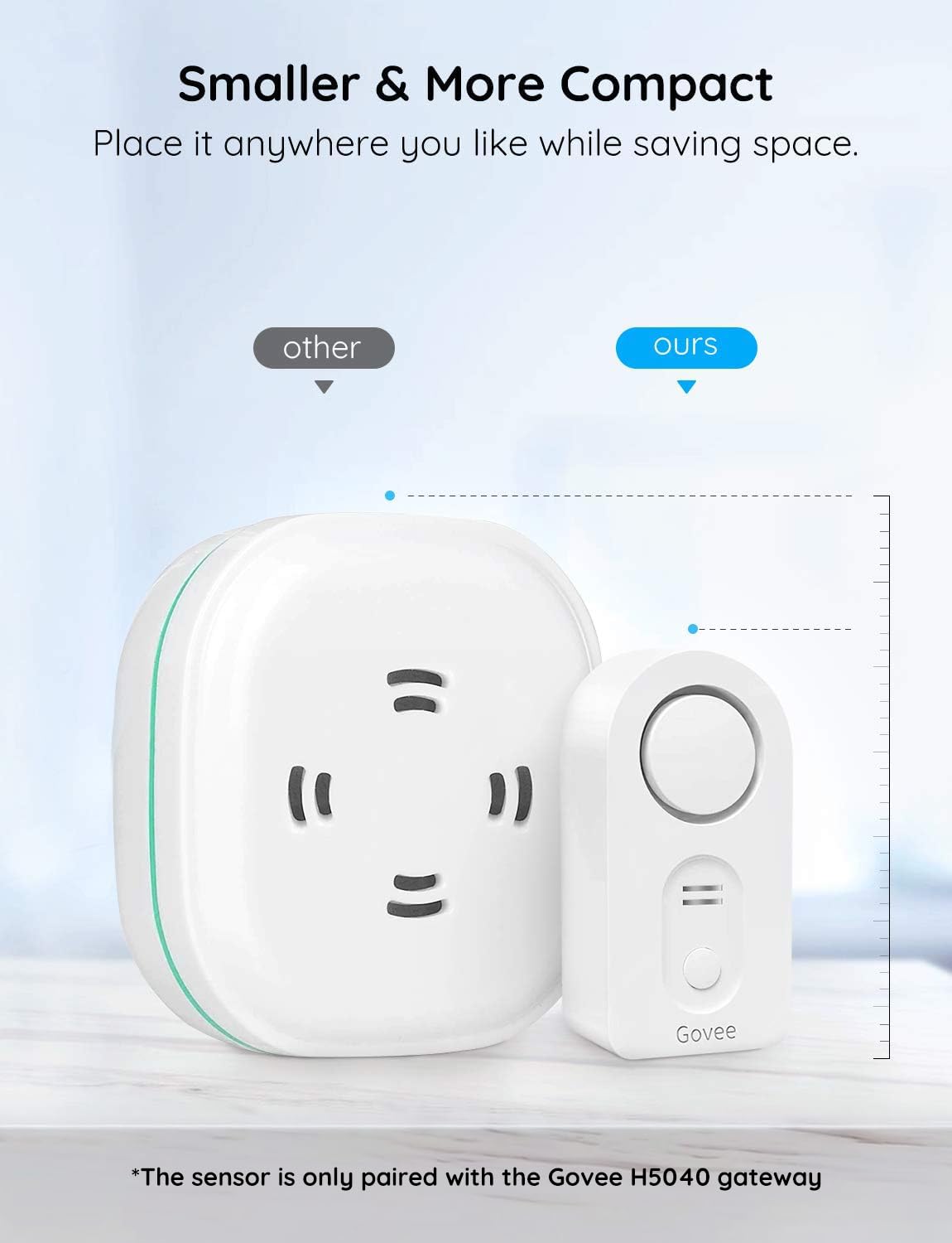 Govee Water Leak Detectors 1 Pack, 100dB Adjustable Audio Alarm Sensor, Sensitive Leak and Drip Alert, for Kitchen Bathroom Basement (Cannot Connect to Wi-Fi Directly)