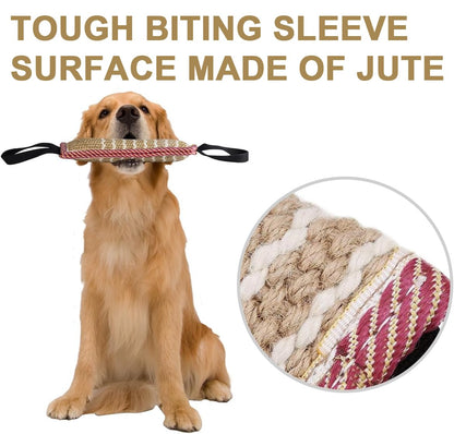 Storystore Dog Tug Toy Dog Training Bite Pillow Jute Bite Toy - Best for Tug of War, Puppy Training Interactive Play - Interactive Toys for Small and Medium Dogs (Striped, 11.8" x 3.15")
