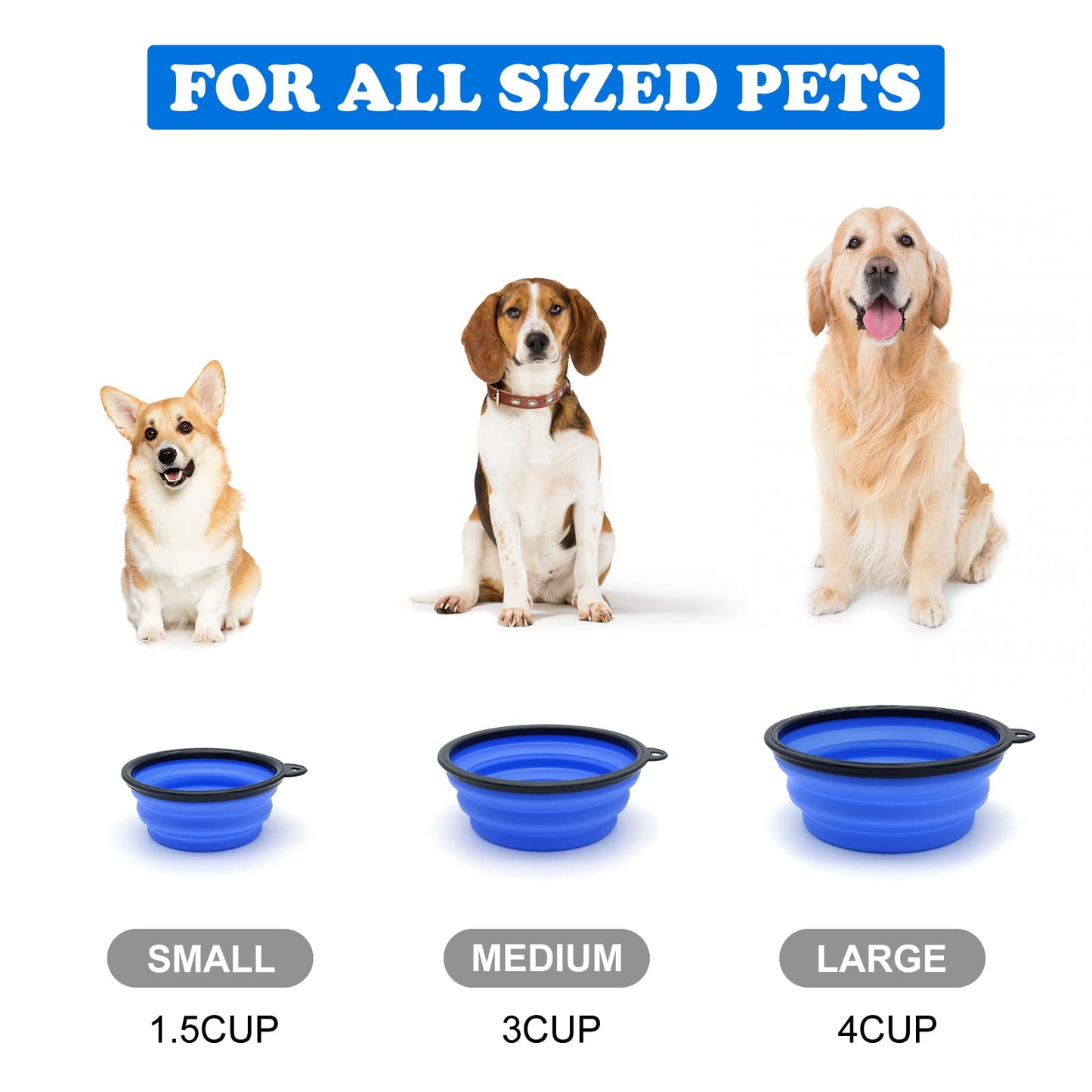 2-Pack Small Dog Travel Bowl, Collapsible Bowls for Dogs, Foldable Cat Water Bowl, Portable Pet Feeding Watering Traveling Dish (Black & Orange)