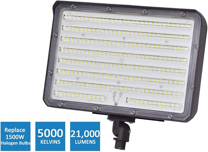 150W LED Outdoor Flood Light Dusk to Dawn, 5000K Daylight 21000Lms AC100-277V 1/2" Adjustable Knuckle Mount,ETL Listed IP65 Waterproof floodlight for Yard Garage