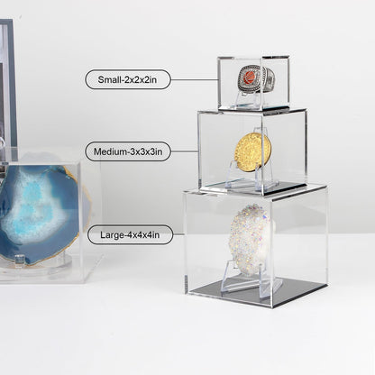 Kcgani Clear Championship Ring Holder Box, Acrylic Championship Ring Holder Box, Clear Acrylic Display Easel Display Case and Holder for Baseball Softball Football Tournament Cheer Leading Rings