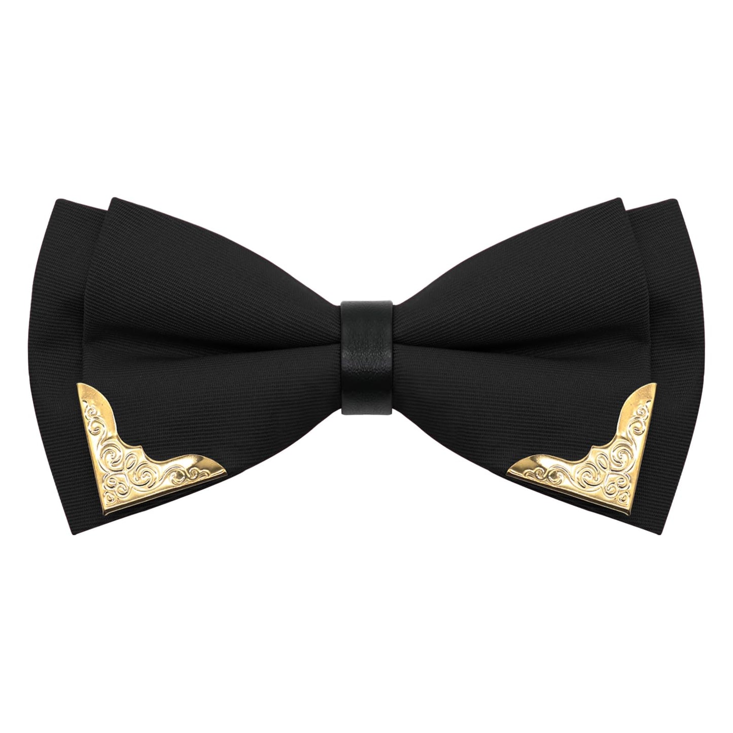 GHTIYLP Bow Ties for Men Women Metal Gold Bowtie, Pre Tied Mens Bow Tie Tuxedo Bowties Men for Prom Wedding Party (black)
