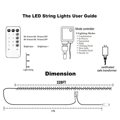 Dazzle Bright Outdoor Halloween String Lights, 1000 LED 328 FT Plug in Fairy Light with Remote Control 8 Modes & Timer, Waterproof Decoration for Home Garden Yard Wedding, Purple and Orange