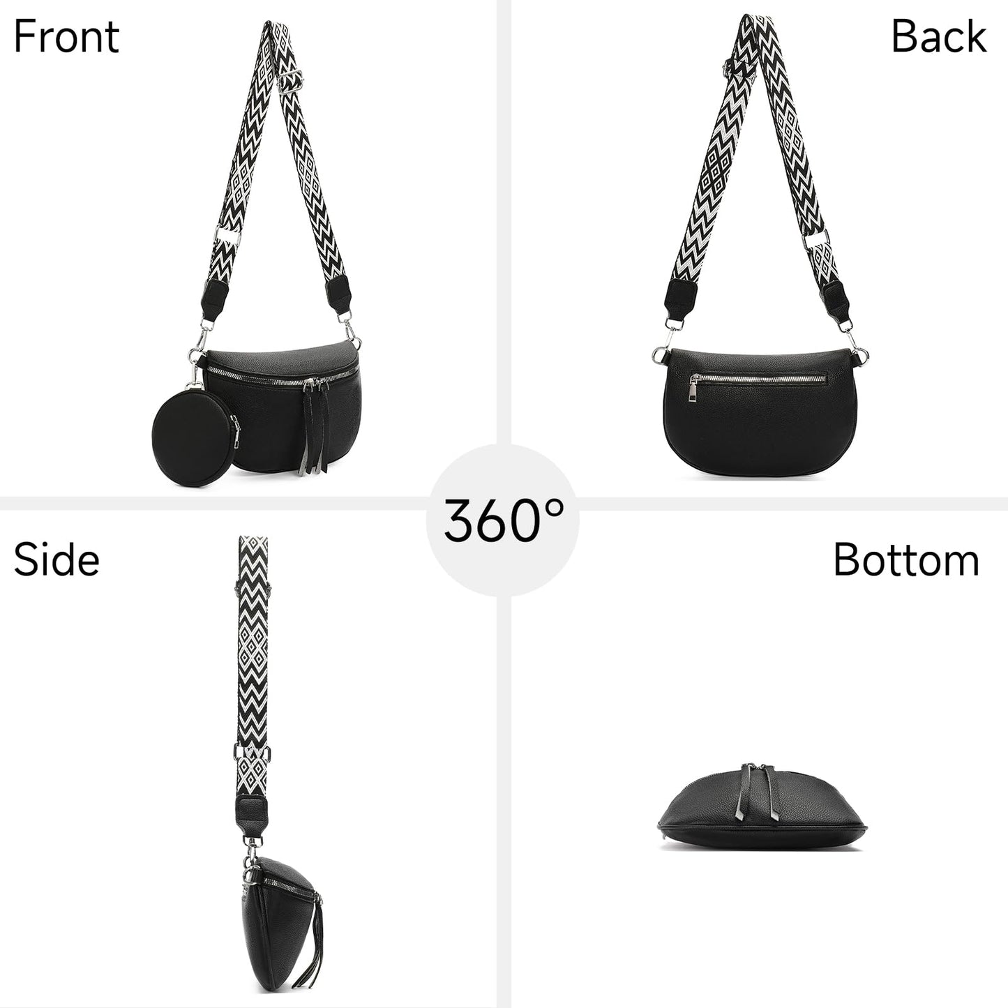 GAEKEAO Crossbody Bag for Women Bum Bag Belt Purse Spacious Handbags Vegan Leather Fanny Packs With Shoulder Strap