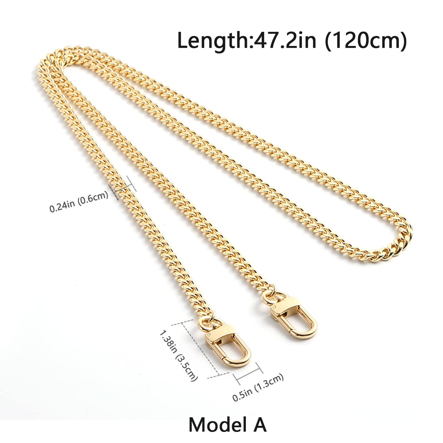 jiesinlov Purse Chain Strap CrossBody Handbag Shoulder Bag Strap Replacement Straps, with Metal Buckles (A 47.2in)