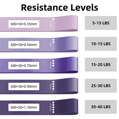Resistance Loop Exercise Bands for Home Fitness, Yoga Pilates, Stretching, Strength Training, and Physical Therapy - Elastic Bands Set Workout Bands for Women&Men (5pcs Set)