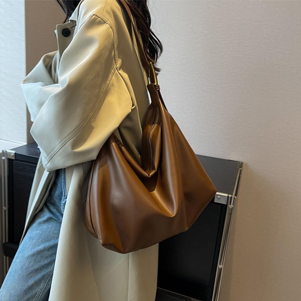 BOAWHNTR Sleek Leather Tote Bag for Women - Stylish & Durable, Large Capacity with Adjustable Straps, Perfect for Daily Use & Special Occasions - Elegant Design (Brown)