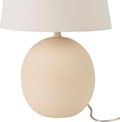 Nourison Home 18" Off-White Round Metal Table Lamp for Bedroom, Living Room, Dining, Entryway