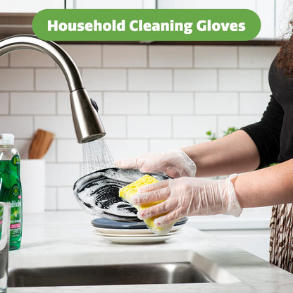Comfy Package Disposable Vinyl Gloves – Clear, Latex-Free, Powder-Free, BPA-Free – Safe for Food Handling, Cooking & Cleaning (100, Medium)