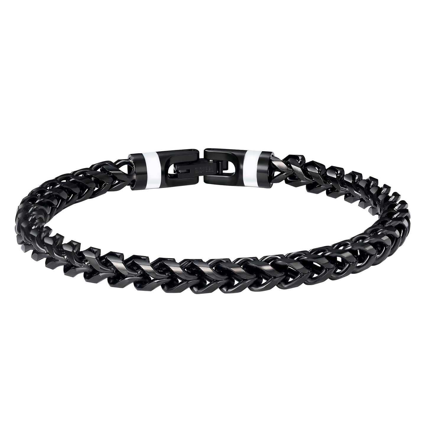 GTMJ 316L Stainless Steel Black Franco Chain Bracelet for men 7.5 Inches