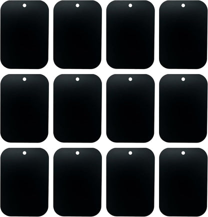 Mount Metal Plate（12Pack） for Magnetic Car Mount Phone Holder with Full Adhesive for Phone Magnet, 12X Rectangular (Black)