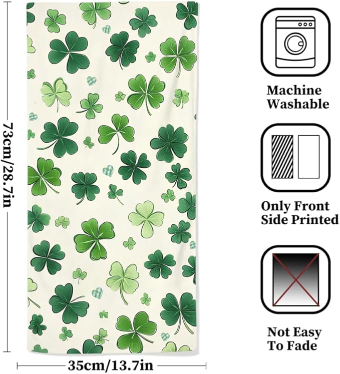 St Patrick’s Day Hand Towels Holiday Lucky Clovers Shamrock Kitchen Towels Soft