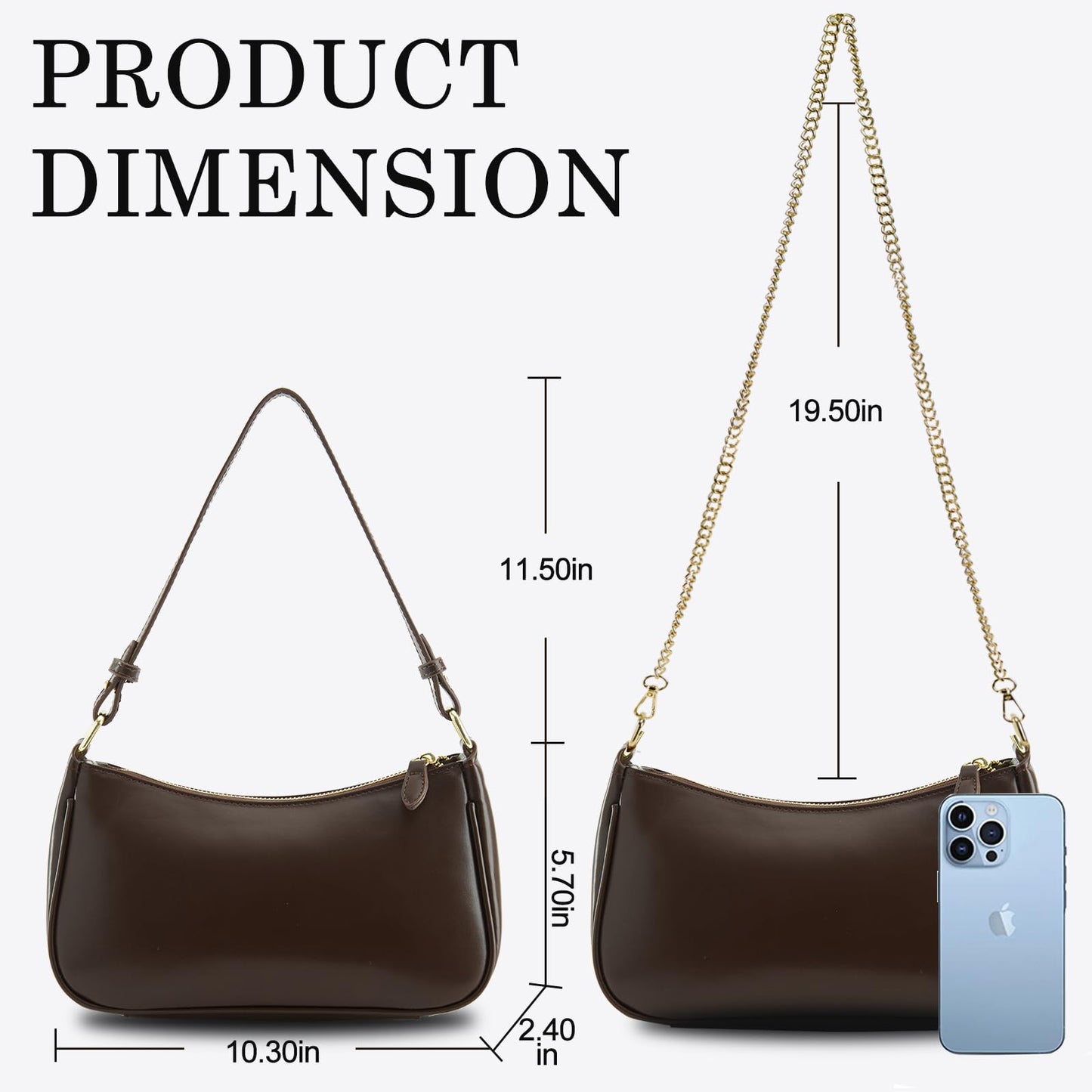 Pugtay Small Shoulder Bag for women Clutch Purse Handbag with 2 Removable Straps and Zipper Closure Crossbody Bags (coffee)