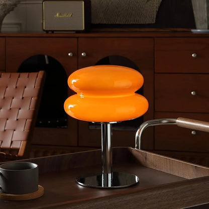 Mushroom Lamp for Bedroom,Mid Century Modern Lamp for Nightstand, Dimmable Retro Egg Tart Bedside Small Lamps,Unique Home Mushroom Decor Aesthetic Cute Table Lamps for Living Room (Orange)