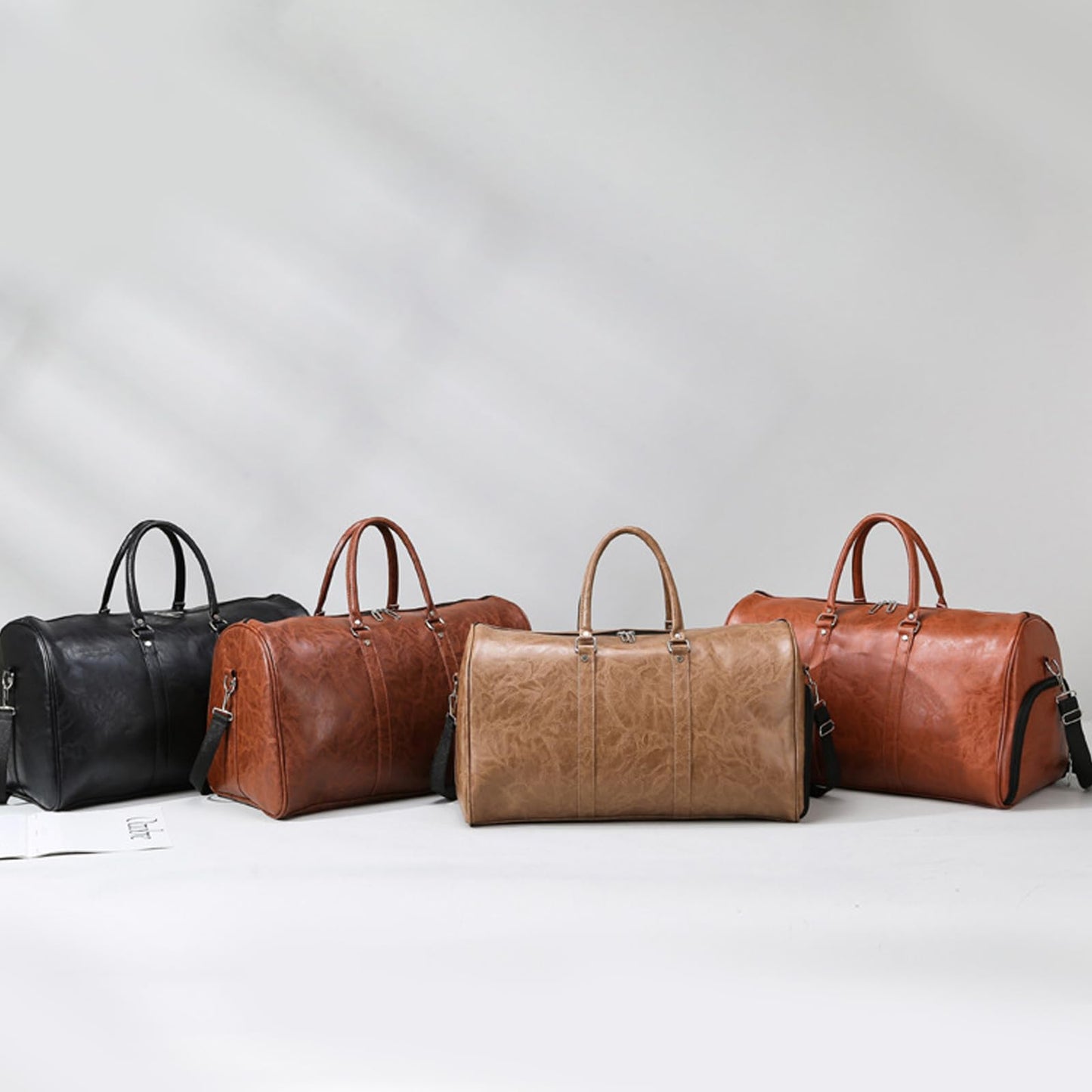 PU Leather Duffle Bag for Travel Duffel Bag, Gym Bag Overnight Bags Weekender Bag for Men (black)