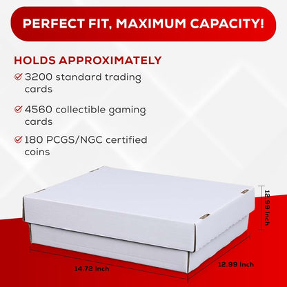 (2) Premium 3200 Count Storage Box 4 Row Monster - 200 Pound Test Strength - Trading Card Cardboard Box For Football, Basketball, Baseball & Gaming Cards - 2 Boxes - MADE IN THE USA