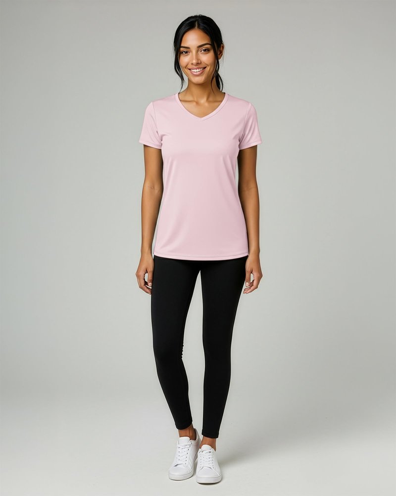 Real Essentials 5 Pack: Women's Dry-Fit Short Sleeve V Neck T Shirt Workout Fitness Yoga Top Tee, Set 3, XXL