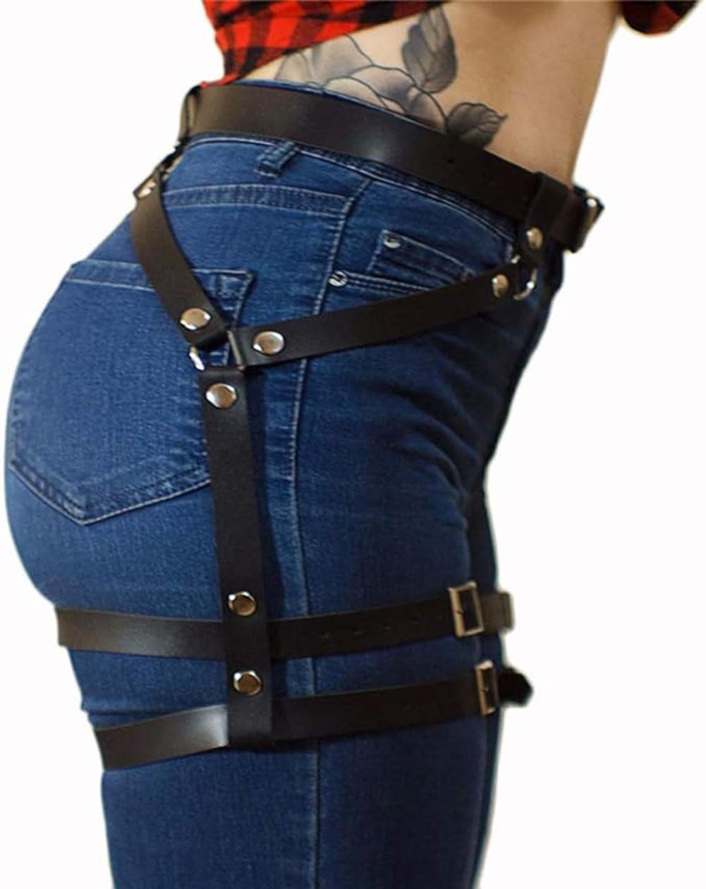 Women Leather Body Chain Thigh Harness Adjustable Punk Caged Waist Belts Leg Garters Rave Club Party