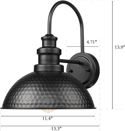 Casia Outdoor Farmhouse Barn Lights, Rustic Outdoor Wall Sconce, Exterior Wall Lights, Front Door Mounted Lighting Fixture,Vintage Gooseneck Lighting (Black, 4 Pack)