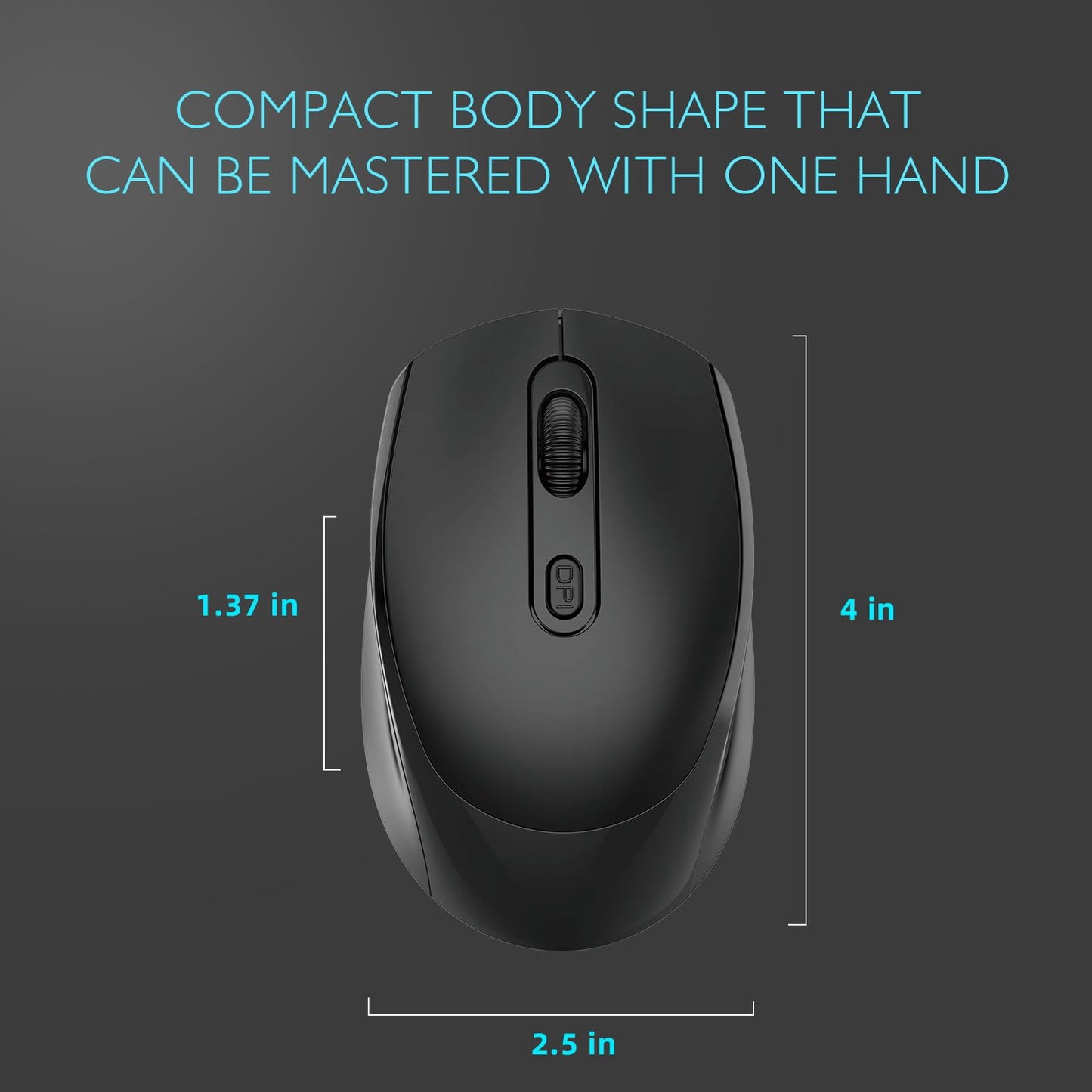 ONE-UP Wireless Mouse, 2.4G, Silent, USB Nano Receiver, for Laptop, Chromebook, PC, Mac, Windows and School Work (Black)
