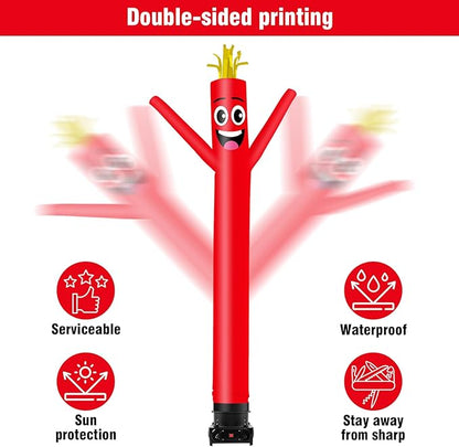 10FT Tall Inflatable Tube Man Wacky Wavy Dancing Guy with 3/4 HP Weather-Resistant Blower (12''Diameter) for Outdoor Decoration Advertising Business Promotion - Red