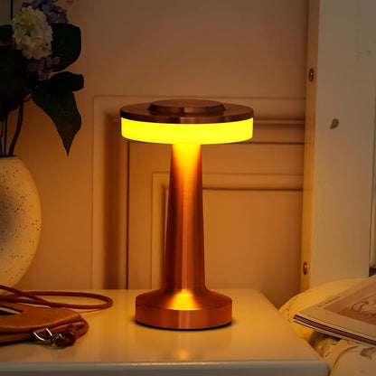 VIHOSE 8 Pcs 8 Pcs Cordless Table Lamps LED Portable Rechargeable Table Lamp with Touch Sensor 3 Color Dimming up to 15 Hours Battery Desk Light for Restaurant Nursery Living Room (Rose Gold)