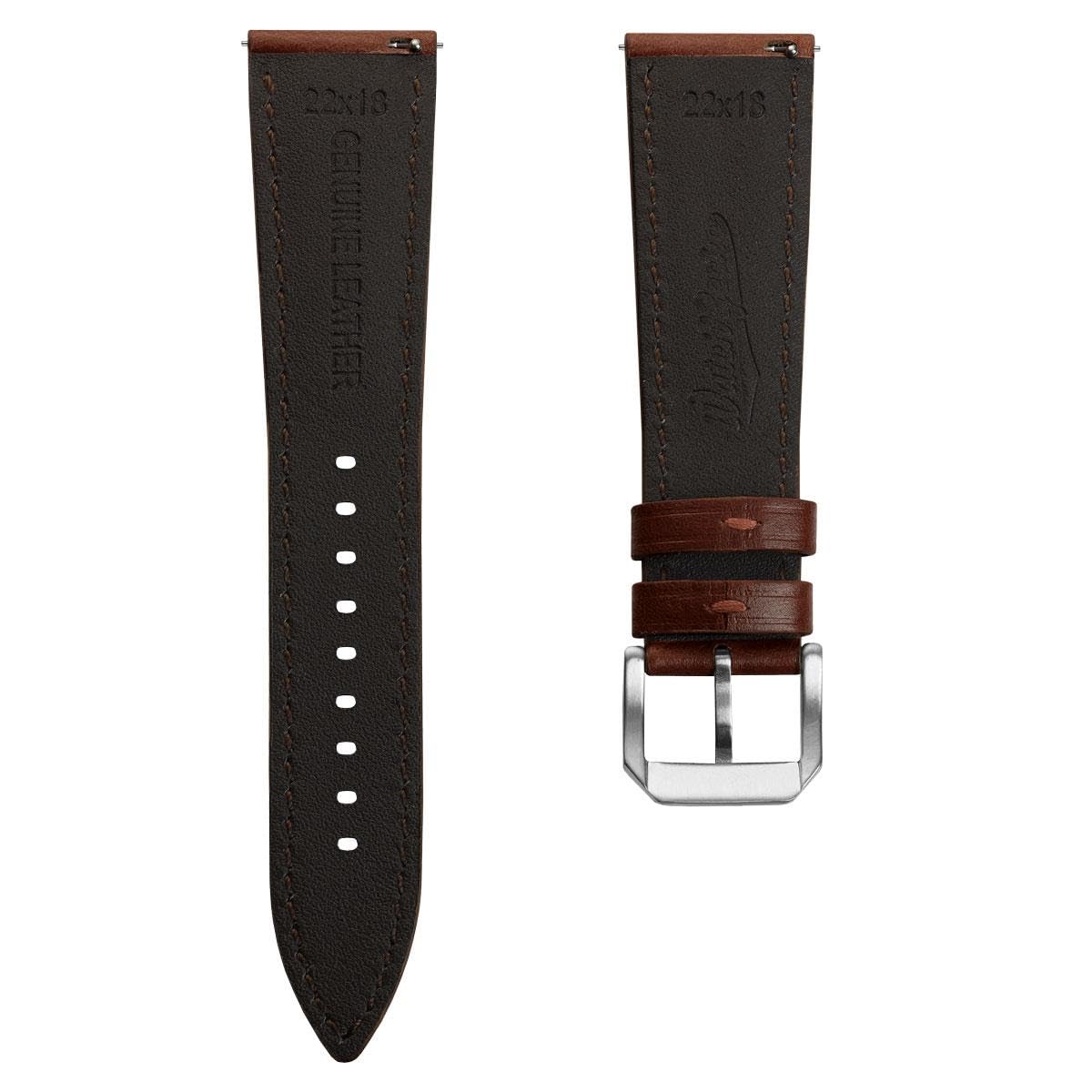 WatchGecko Tenby Classic Padded Genuine Leather QR Watch Strap [Burgundy, 20mm]