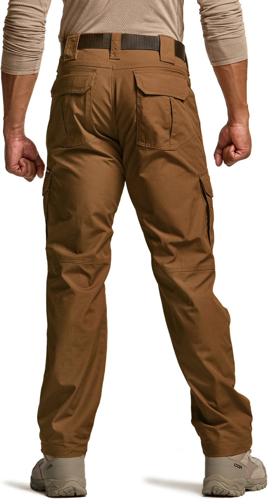 CQR Men's Tactical Pants, Water Resistant Ripstop Cargo Pants, Lightweight EDC Work Hiking Pants, Outdoor Apparel, Duratex Mag Pocket Copper Brown, 44W x 30L