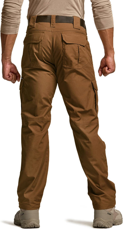 CQR Men's Tactical Pants, Water Resistant Ripstop Cargo Pants, Lightweight EDC Work Hiking Pants, Outdoor Apparel, Duratex Mag Pocket Copper Brown, 44W x 30L