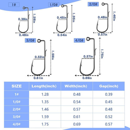 Natufish 50-Pac Swimbait Hooks 90-Degree Jig Hooks with Wire Keeper for Freshwater & Saltwater Fishing, Bass Trout Fly Tying, Durable Jig Mold Making Supplies