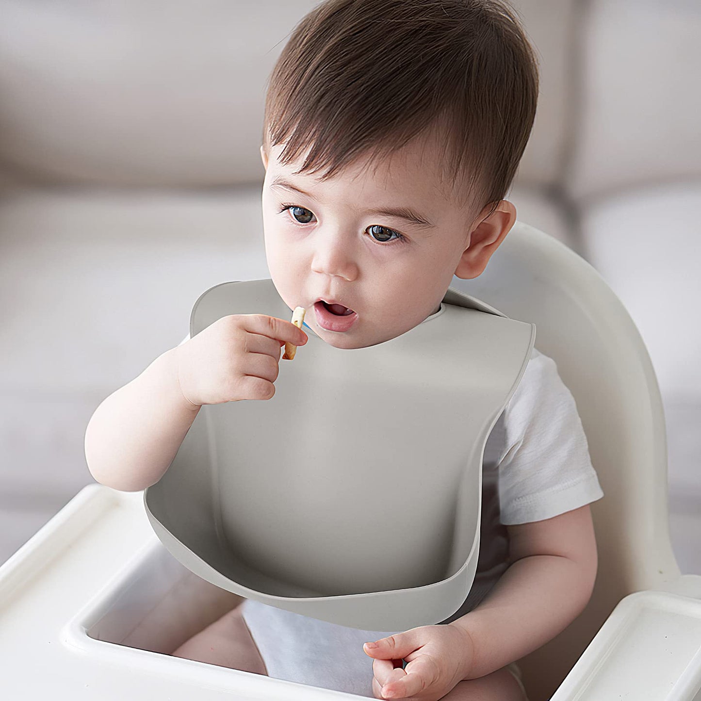 Eascrozn Silicone Bibs for Babies & Toddlers Set of 3, Silicone Baby Bibs for Boy and Girl, Adjustable Soft Waterproof Bib