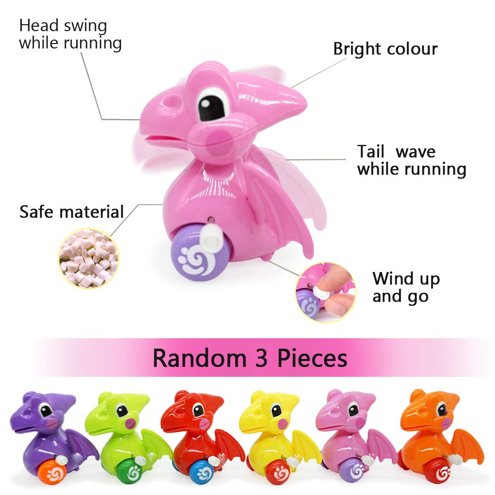Dinosaur Toys - 6 Pack Wind Up Pull Back for 3-6 Years Old Girls Toddlers Boys, Birthday Party Supplies Favors With Backpack