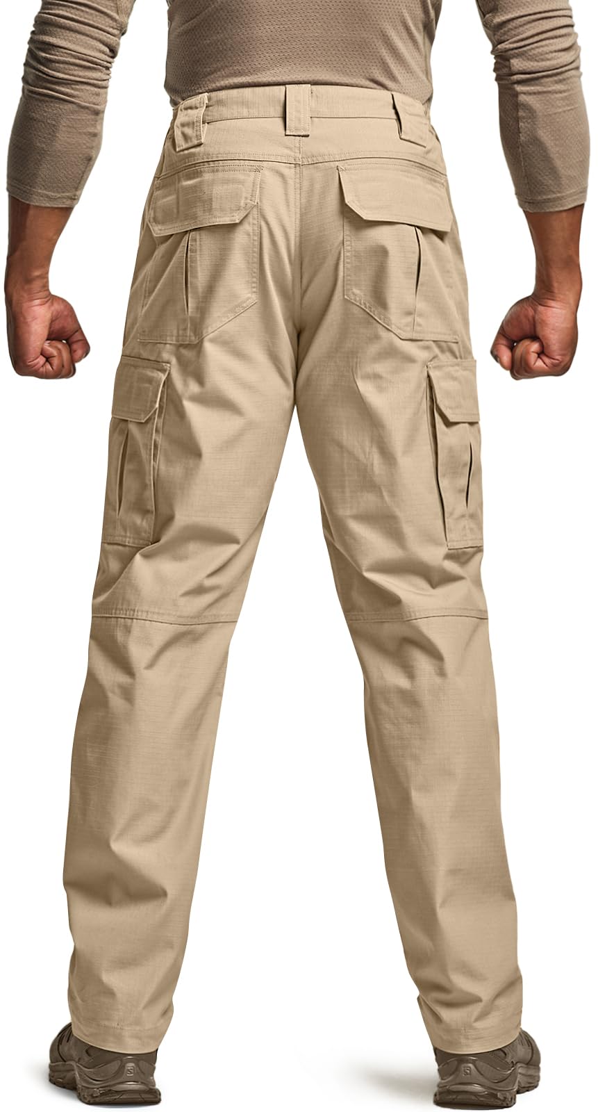 CQR Men's Tactical Pants, Water Resistant Ripstop Cargo Pants, Lightweight EDC Work Hiking Pants, Outdoor Apparel, Raider Khaki, 40W x 30L