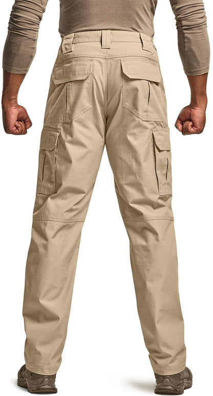 CQR Men's Tactical Pants, Water Resistant Ripstop Cargo Pants, Lightweight EDC Work Hiking Pants, Outdoor Apparel, Raider Khaki, 40W x 30L
