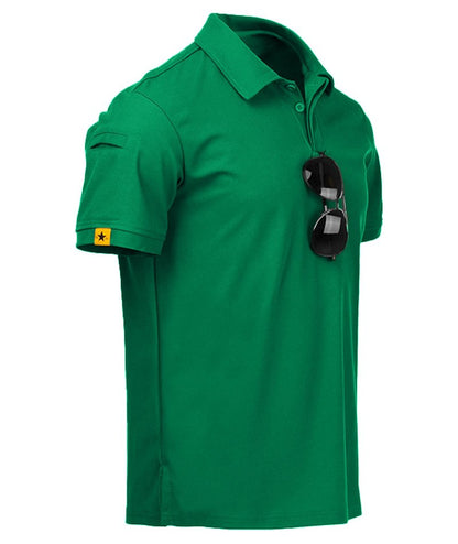 ZITY Mens Polo Shirt Short Sleeve Sports Tactical T-Shirt Athletic Golf Polos Daily Casual Stylish Collared Shirts for Men Viridian Large
