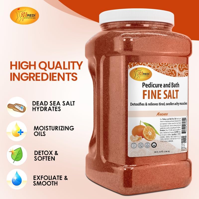 SPA REDI - Detox Foot Soak Pedicure and Bath Fine Salt, Lavender and Wildflower, 128 Oz - Made with Dead Sea Salts, Argan Oil, Coconut Oil, and Essential Oil, Hydrates, Softens and Moisturizes