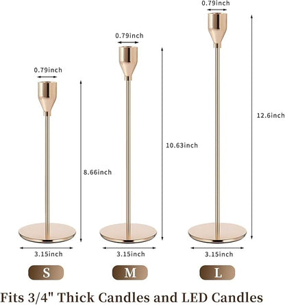 Gold Candlestick Holder French Gold Candle Holders for Table Centerpieces, Wedding, Party, Fits 3/4 inch Candles, Metal Taper Candle Sticks Holders Decor for Dinner, Home Decor (Set of 18)