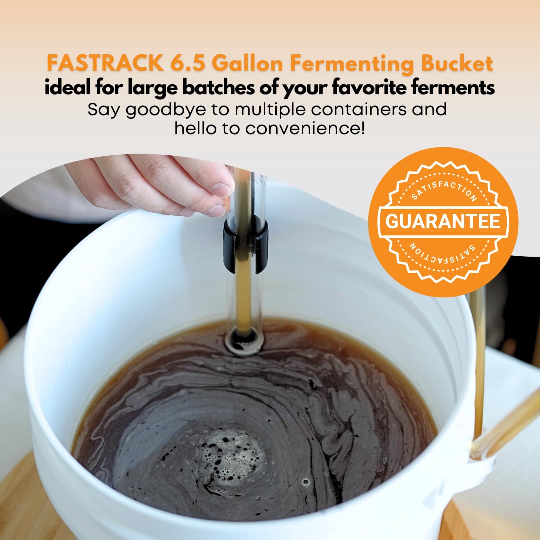 Fastrack 6.5 Gallon Fermenting Bucket with Lid | White | 100% Food Grade-BPA Free Fermenting Brew Bucket for your Beer, Wine or any other Fermented Beverage